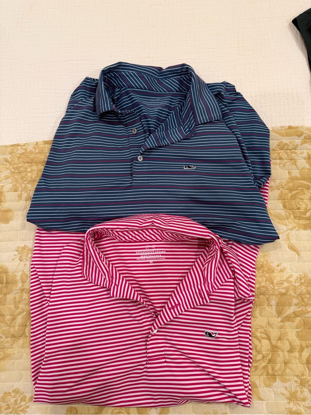 Vineyard Vines Striped Polo Pair in Navy and Pink